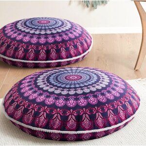 CODI Mandala Collection Purple Orchid Floor Cushion Set - 2 Pieces Round 32in